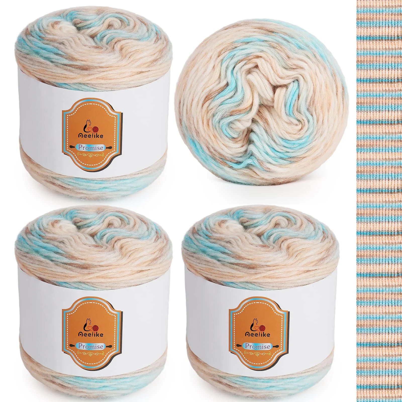 Aeelike Farbverlaufsgarn Häkelgarn Baumwolle, Super leichte Gradient Bobbel Häkelwolle Farbverlauf, Superweiche Mehrfarbiges Air Wolle