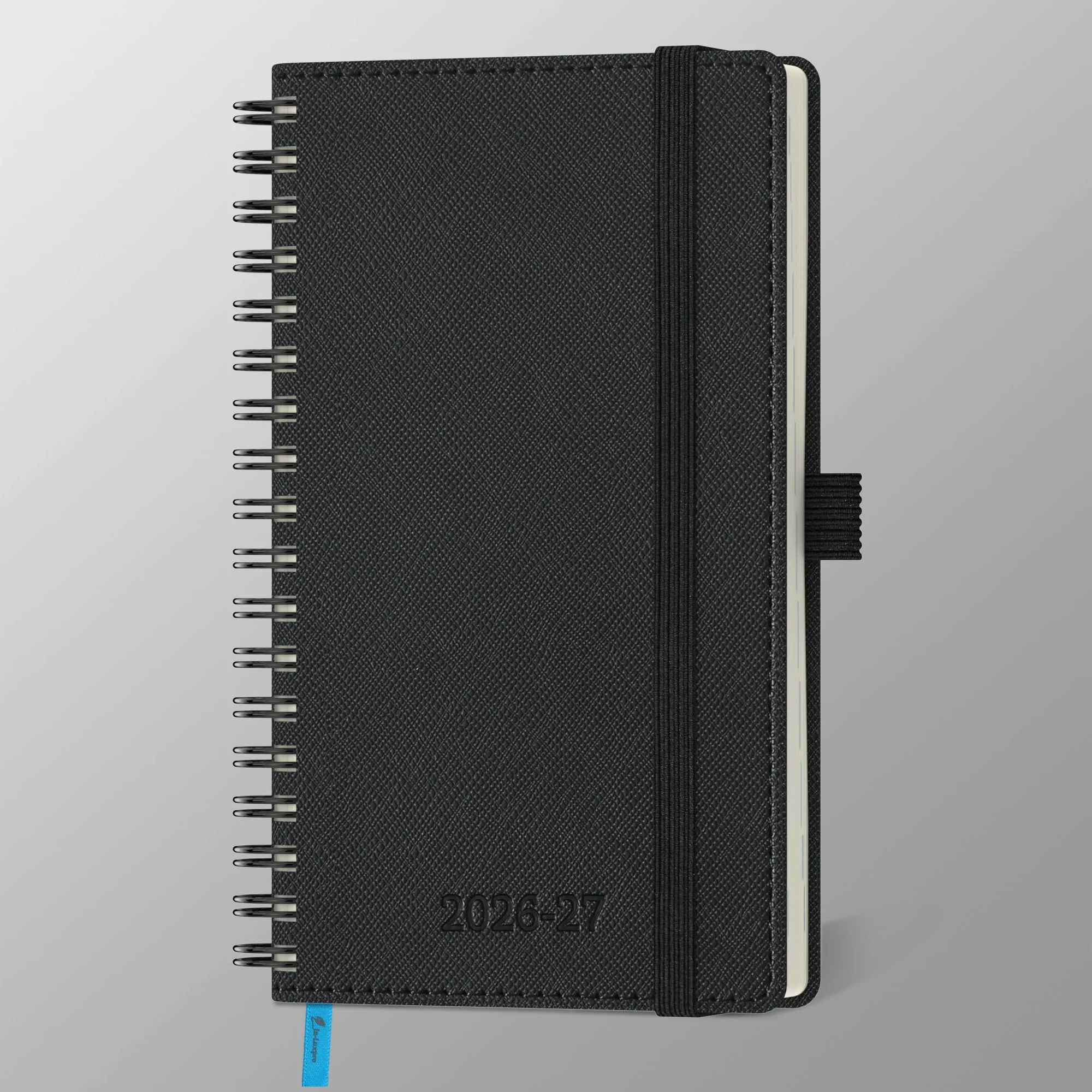 IN-LUXPRO Kalender 2026 2027 Wochenplaner,A6(16,4 x 9,5cm),18-Monate Buchkalender (Jul.2026-Dez.2027) Ringbuch mit Softcover,wochenkalender mit selbstklebendem Stifthalter,Grün,Querformat.