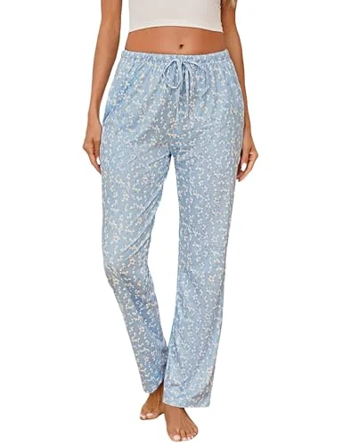 Jahetuul Pyjama Hosen Damen Schlafhose Studentin Schlafanzughosen für Damen Pyjamahose lang Pyjama Hose mit geradem Schnitt Kuschelhose