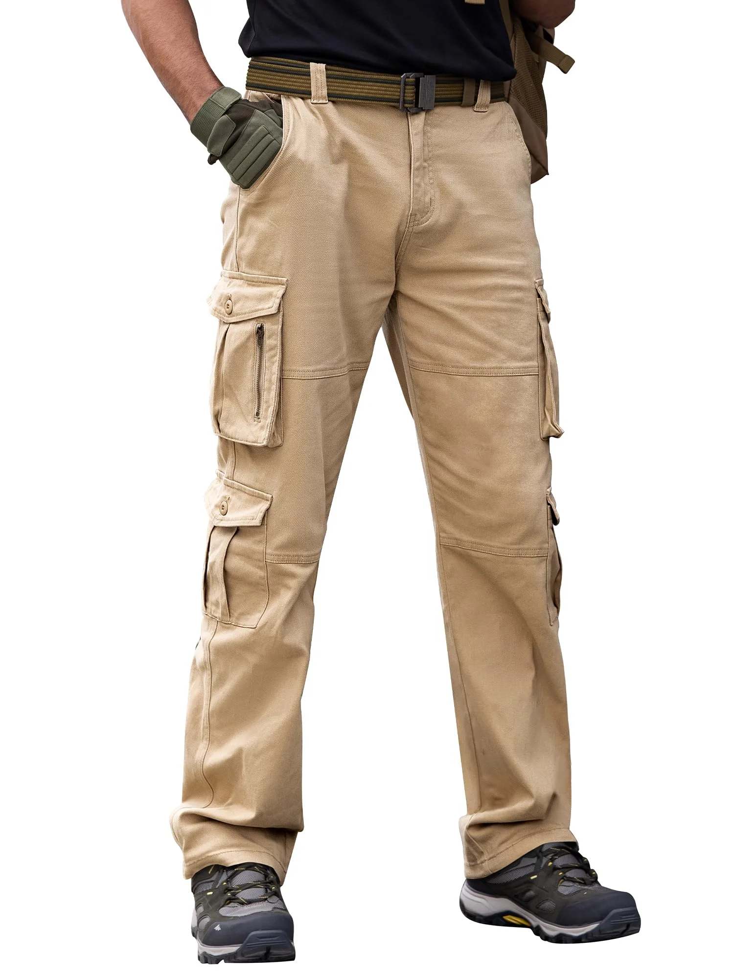 Breampot Herren Cargohose Baumwolle Baggy Chino Hosen Freizeit Outdoorhose Arbeitshose Trouser Pants