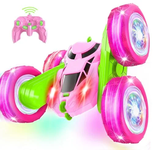 MidiVix Ferngesteuertes Auto,2.4Ghz Doppelseitig 360° drehbare RC Stunt Crawler mit Scheinwerfern, 4WD Off Road Drift RC Auto Spielzeug Geschenke für Jungen 6-12