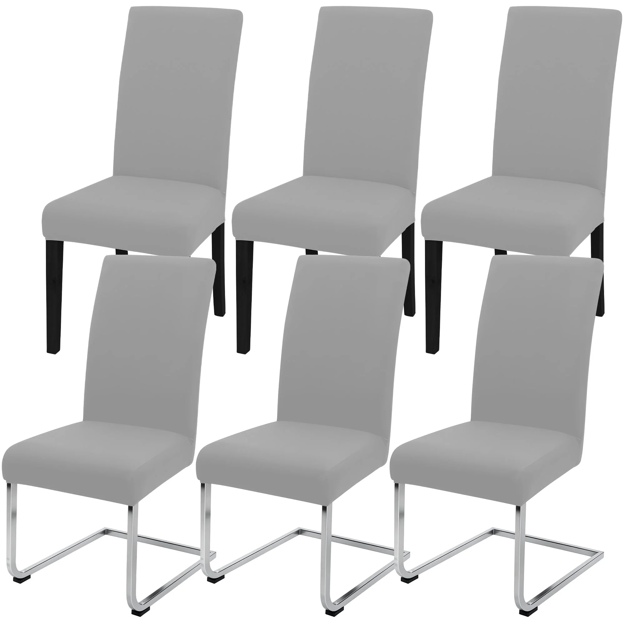 Stuhlhussen Stretch Stuhlbezug Set 6 Stück, elastische abnehmbare waschbare Stuhlhusse für Esszimmerstuhl, Schwingstuhl, Schaukelstuhl, Küche, Wohnzimmer, Büro, Hotel, Restaurant, Bankett