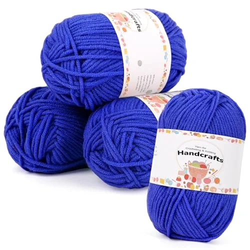 Aeelike 200g(4x50g) Häkelgarn Baumwolle zum Stricken, Langlebige Amigurumi-Set 100% Polyacryl Baumwollgarn, 5Ply Garn zum Häkeln für Socken, Mützen, Schals, Pullover, Puppen