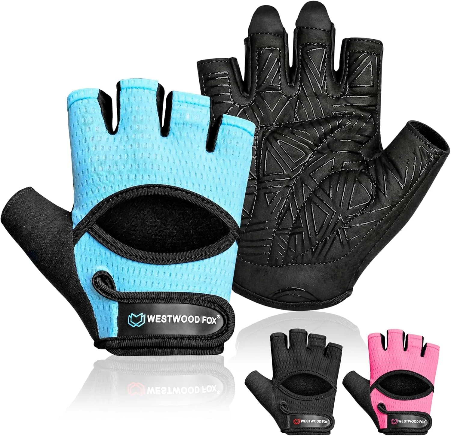 WESTWOOD FOX Fitness-Handschuhe für Damen und Herren, belüftete Handschuhe für Gewichtheben, Fitness, Radfahren und Training, mit dicker Polsterung, vollständiger Handflächenschutz, rutschfester Griff