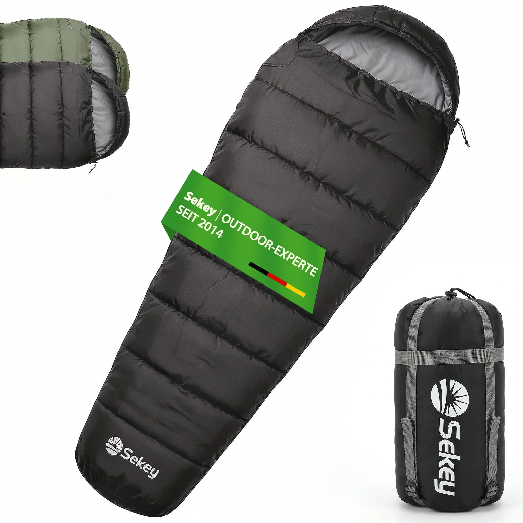 Sekey Schlafsack Erwachsene, Mumienschlafsack mit Anti-Klemm-Reißverschluss, Wasserabweisend & Reißfest, Atmungsaktiv Hautfreundlich, für Outdoor Camping & Reise, 0,9 kg/ 1,7 kg, 220x80x50 cm
