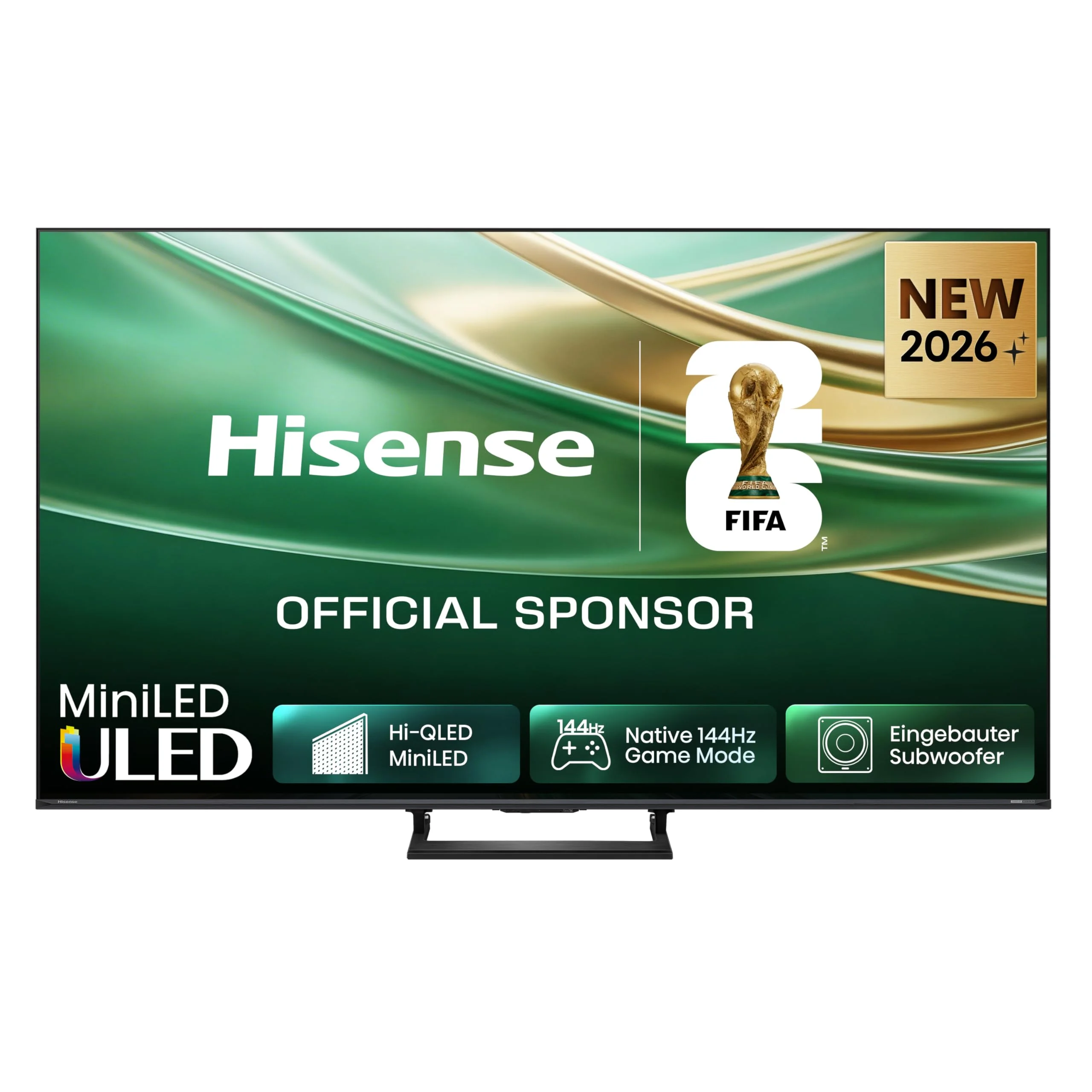 Hisense 65E8DS Fernseher 65 Zoll, 4K UHD, Hi-QLED Mini LED, Smart TV, 144Hz, Hi-View AI Engine, Dolby Vision.Atmos, Unibody Slim, FreeSync Premium, AI-Lichtsensor, Game Bar, Tuned by Devialet