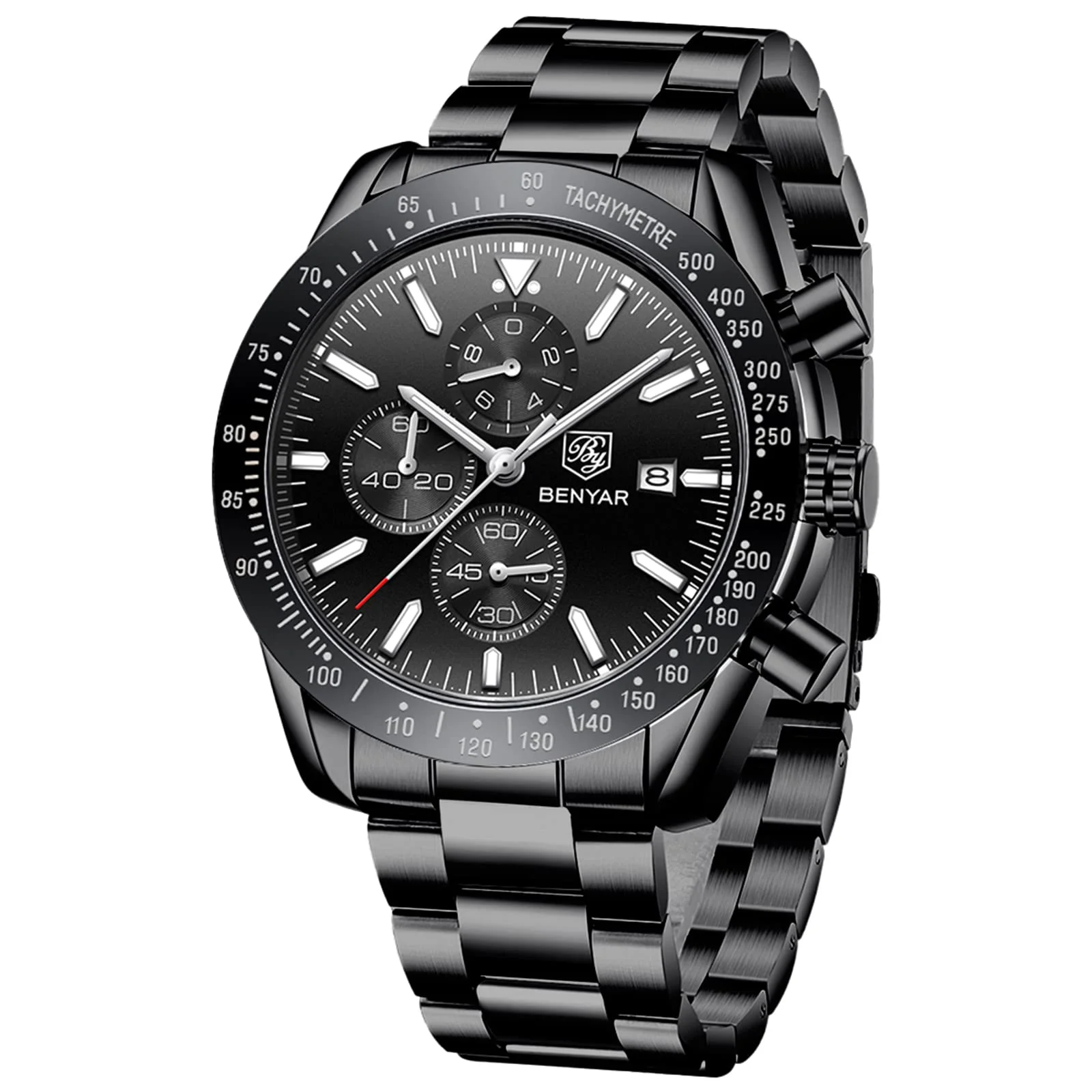 BENYAR BY herrenuhr Braun Leder Strap Quarz Chronograph Uhr Männer Datum Kalender Wasserdicht Armbanduhr Herren Sport mit Blau/Schwarz Zifferblatt