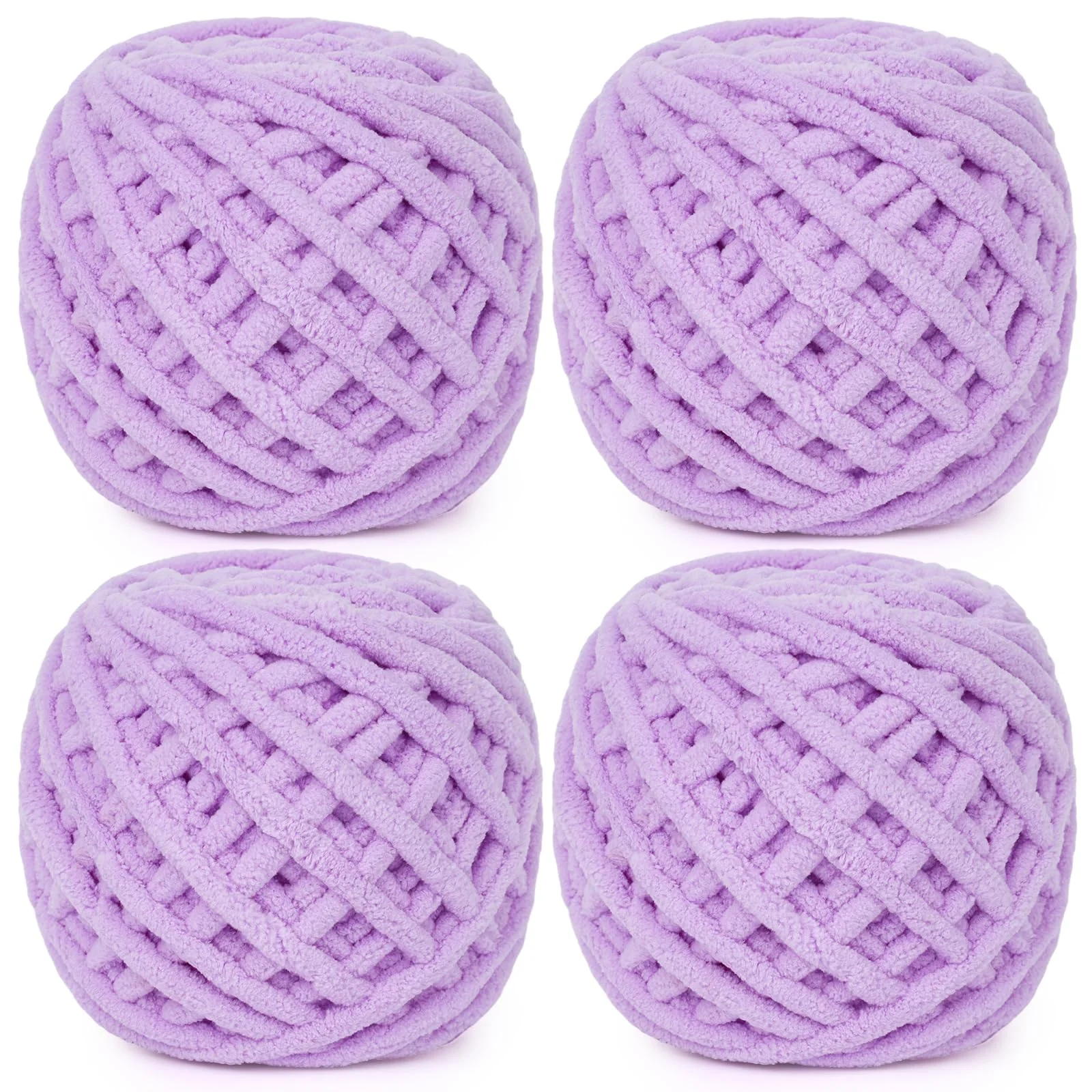 Aeelike Dicke Wolle zum Häkeln, 4 x 100g Weiche Strickwolle, Dicke Wolle zum Handstricken, Wolle Dickes Garn Flauschig, Chunky Yarn zum Stricken für Decken, Schals, Puppen, Hellviolett