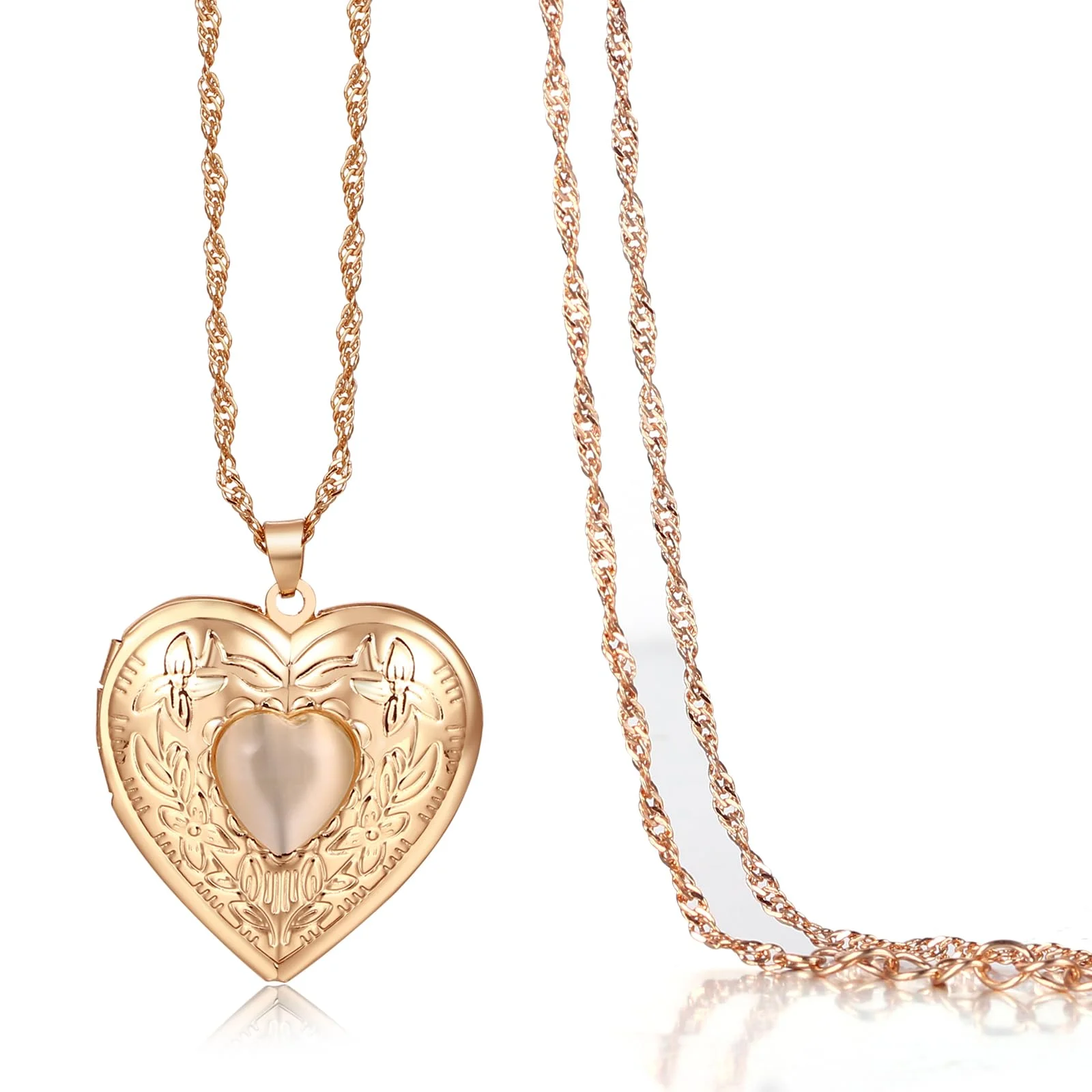 Cupimatch Herz Medaillon zum Öffnen: Kette mit Herz Halskette Bilder Foto Anhänger Damen Amulett Halskette Edelstahl Aufklappbar mit 45cm Kette