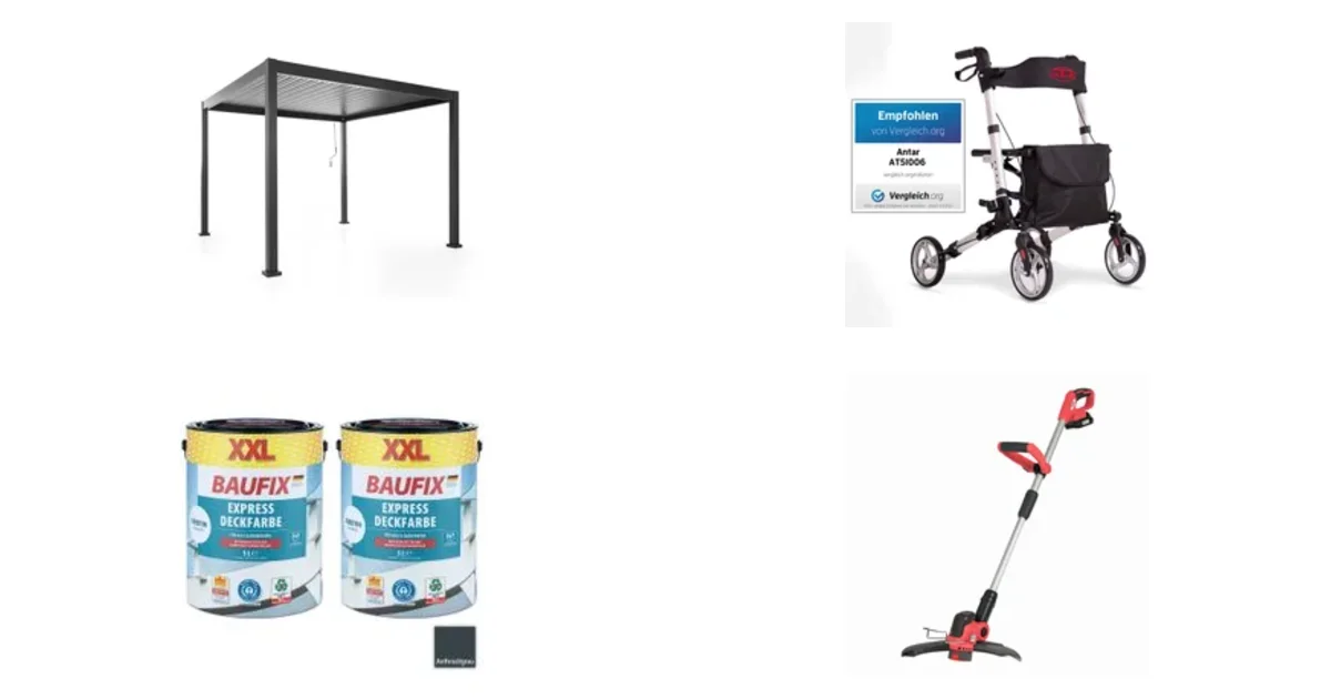Norma24.de Deals 18.06.2026: Alu Pergola bewegliche Entlüftung & Vierrad-Rollator