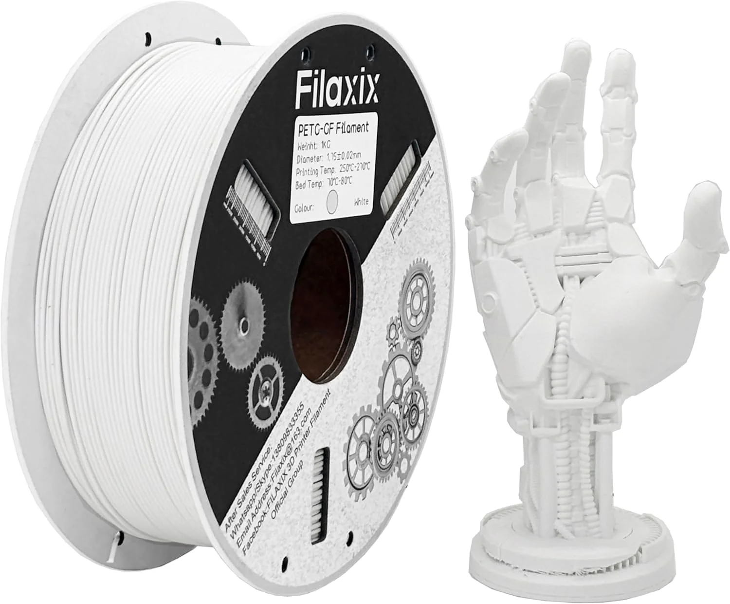 Glasfaser PETG Filament 1,75mm,Hohe Steifigkeit & Festigkeit,Ausgezeichnete Dimensionsstabilität,Witterungsbeständig & Haltbarkeit,Kompatibel mit Bambus LAB,QIDI 3D-Drucker,1 KG,Weiß