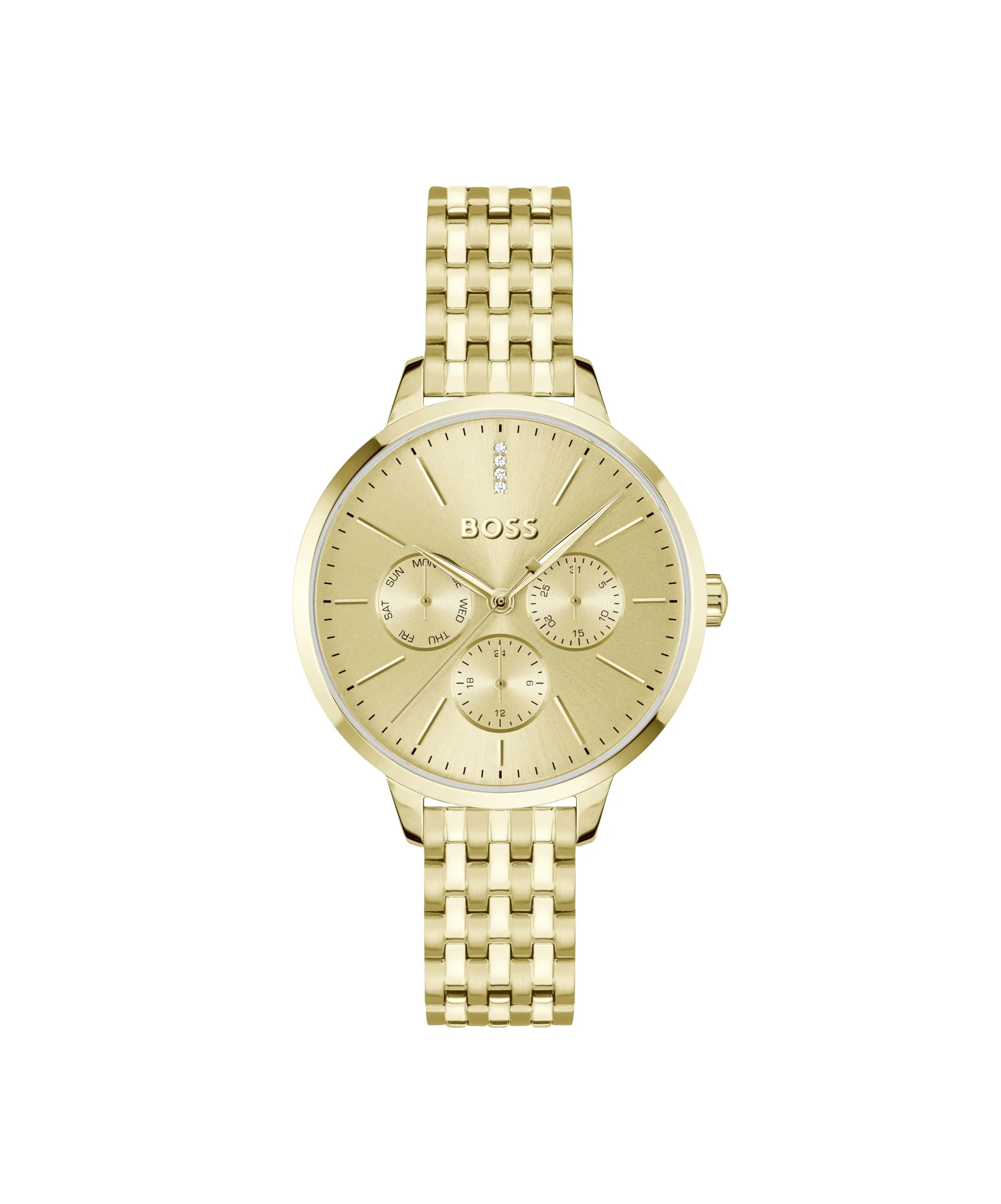 BOSS Multi Zifferblatt Quarz Uhr für Damen Kollektion Symphony mit Edelstahl- oder Lederarmband