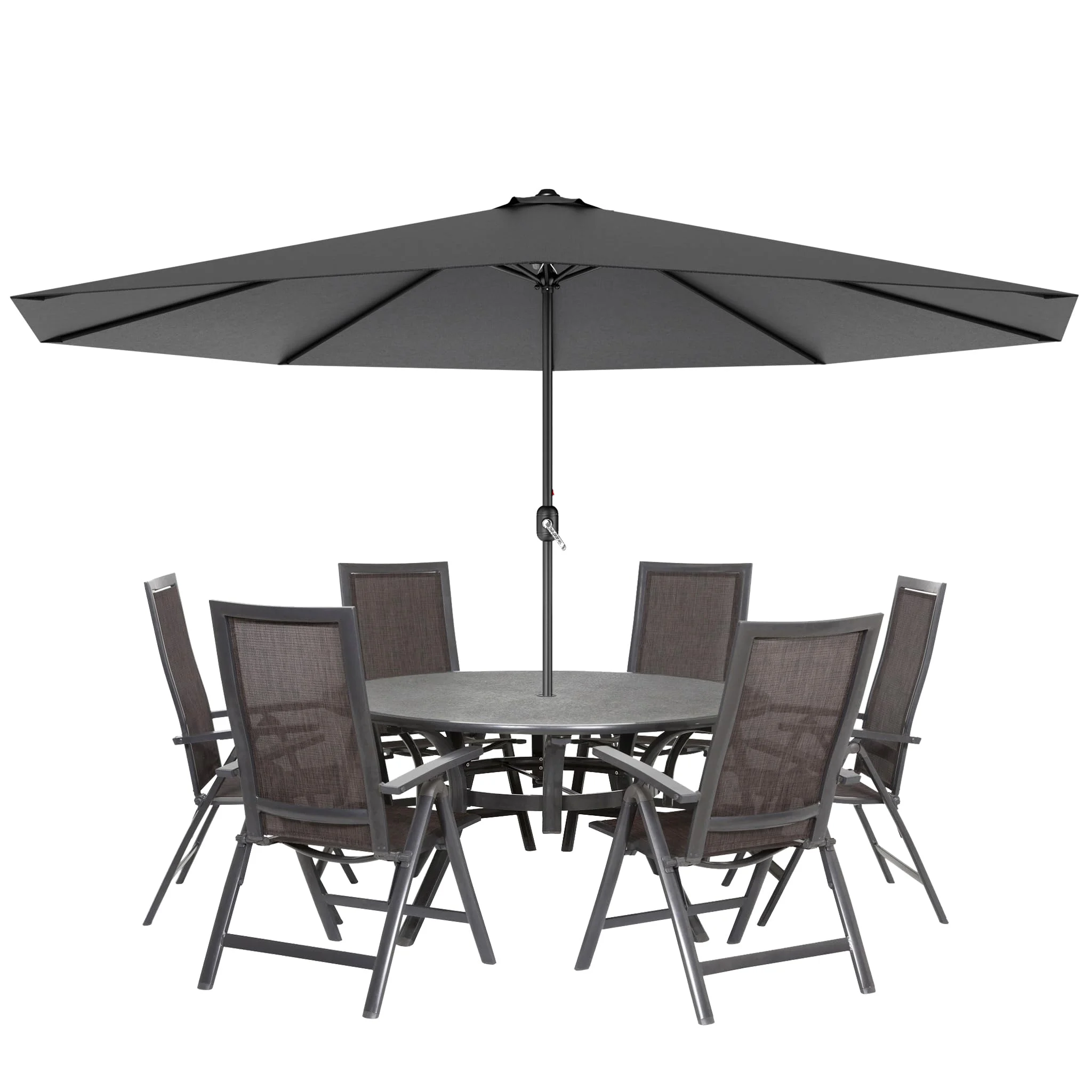 YRHome 300cm/350cm Sonnenschirm Alu ohne/mit Neigungsfunktion UV Schutz 40+ - Dunkelgrau Gartenschirm Terrassenschirm Marktschirm für Balkon, Garten, Terrasse