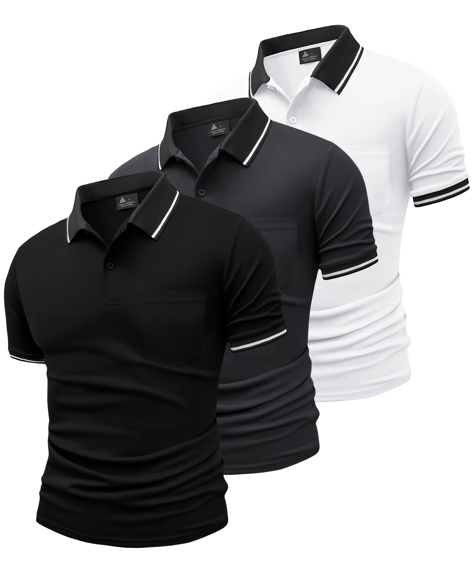 SwissWell 3er Pack Poloshirt Herren Kurzarm Golf Poloshirts Atmungsaktiv T-Shirt für Herren Polo Shirt