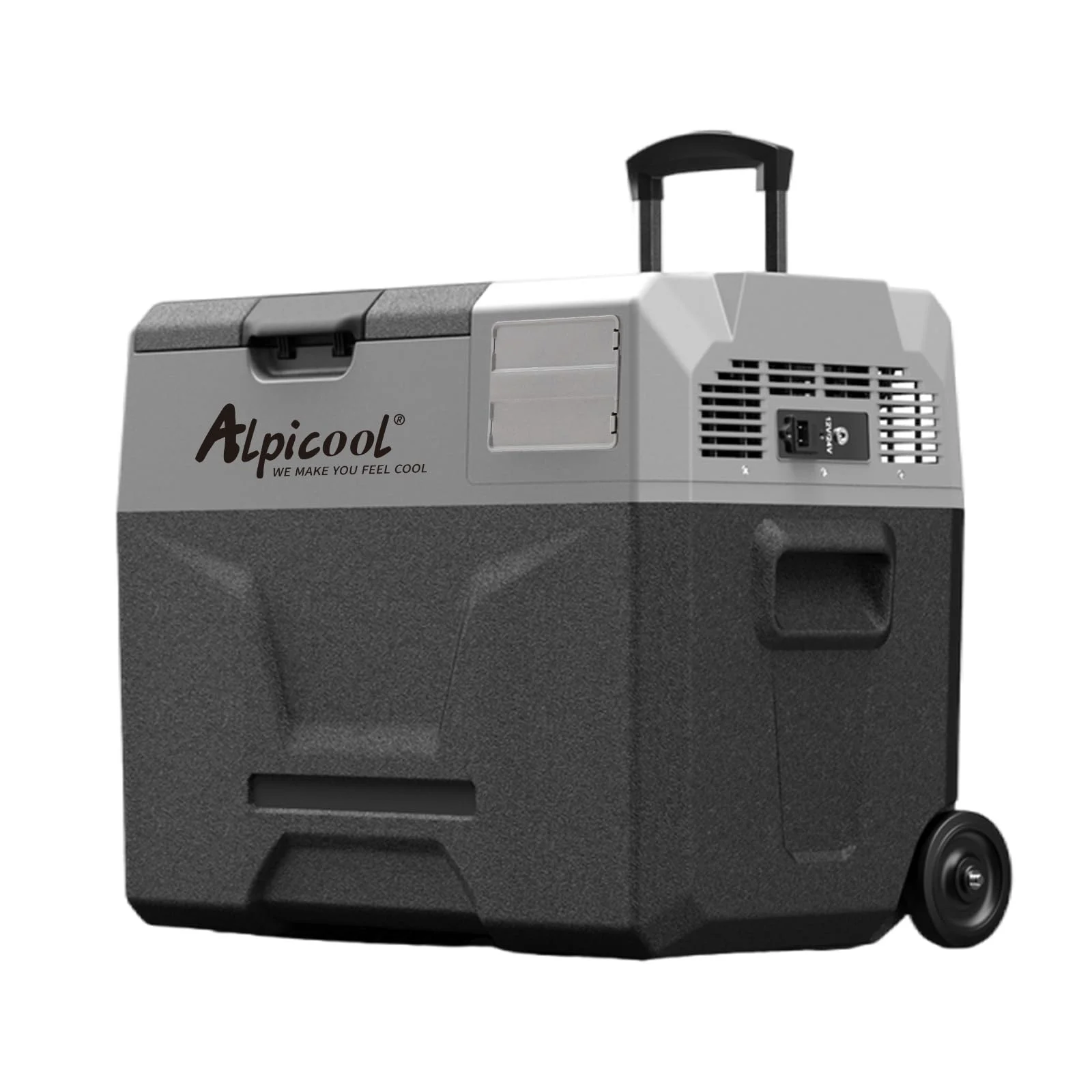 Alpicool ECX40 40L Kompressor Kühlbox, 12V Kühlbox elektrische tragbarer auto Kühlschrank für camping mit USB-Anschluss, Teleskopstange Rad, Wiederaufladbar(Batterie nicht enthalten)