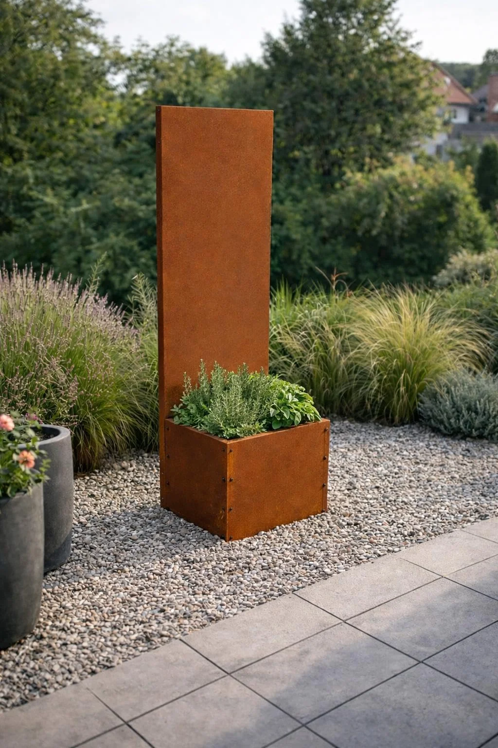ESTEXO Sichtschutzelement Sichtschutz Edelrost 150 cm Sichtschutzwand Gartendekoration Zaun Rost Metall (mit Hochbeet)