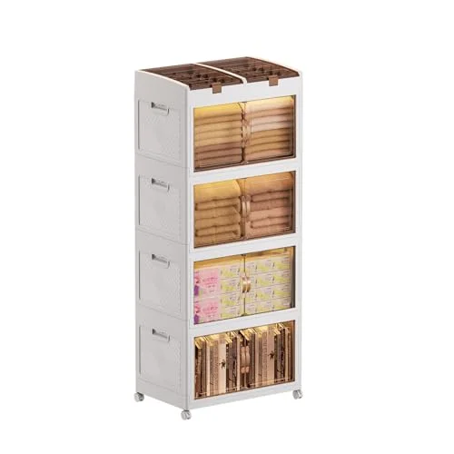 MECOLOR Extra große Aufbewahrungsbehälter aus Kunststoff mit Deckel, 154L Stapelbare Aufbewahrungsbox auf Rädern, Faltbarer Kleiderschrank Aufbewahrungsorganisator, Aufbewahrungseinheit für (TL60-3)