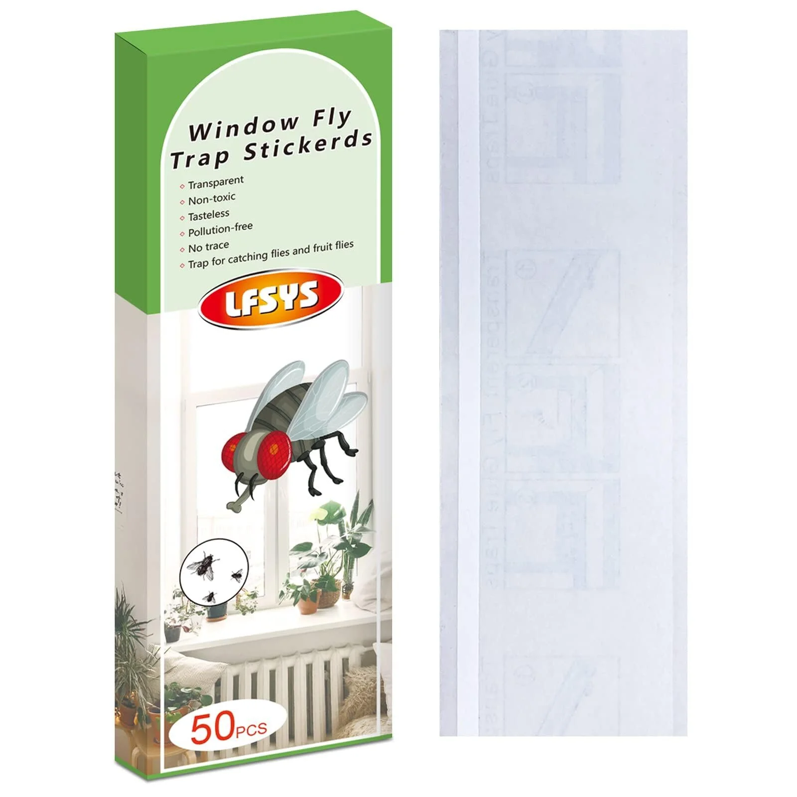 35 XL Stück Fensterfliegenfallen, Fruchtfliegenfallen für den Innenbereich, klebrige Fliegenpapierstreifen, Fliegenfallen für den Innenbereich, Insektenfänger, transparent.