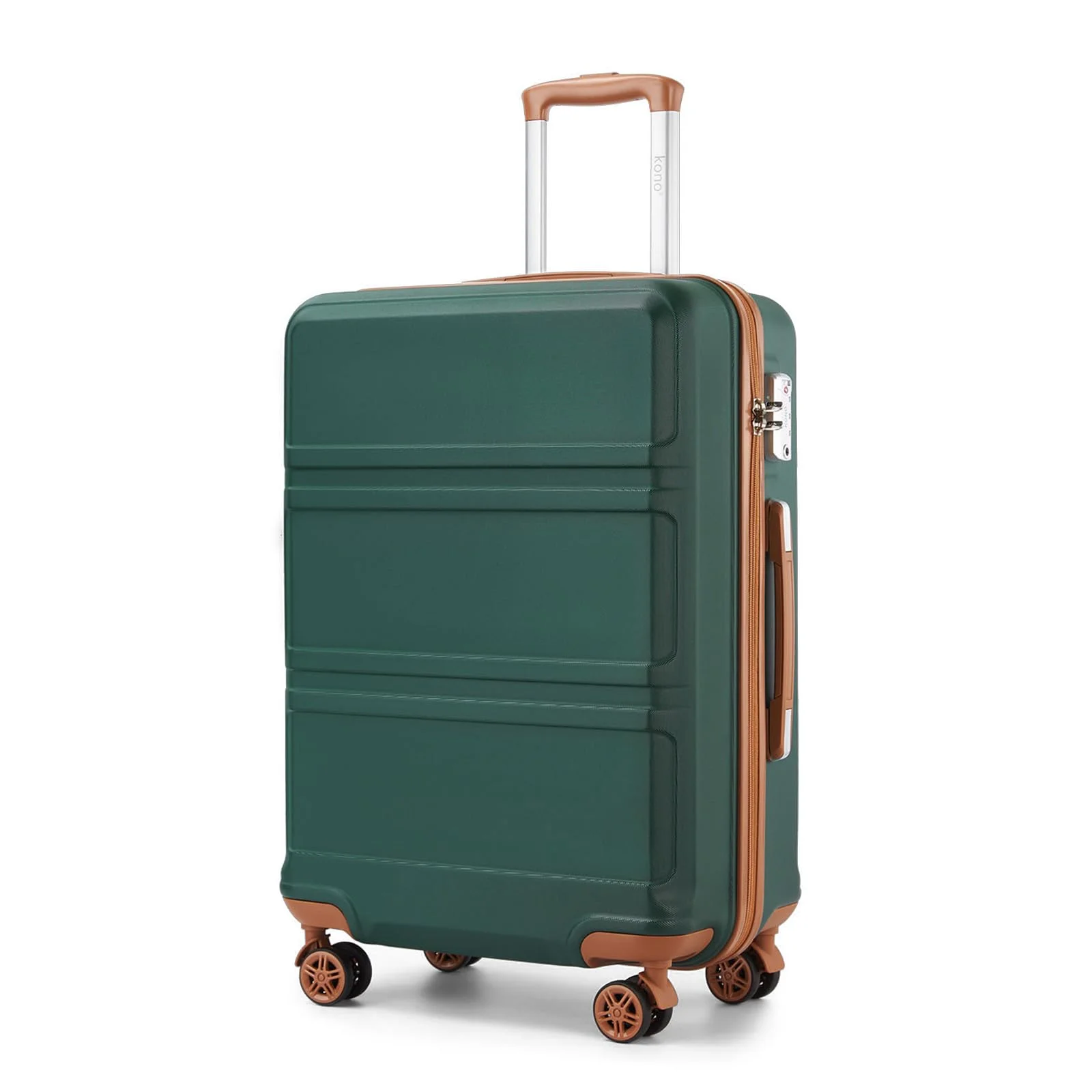 KONO Koffer Hartschalenkoffer, ABS+PC Trolley mit TSA Schloss, 360° Leisen Rollen, Groß/Mittelgroß/Klein Reisekoffer für Langreisen-und Kurz,Schwarz
