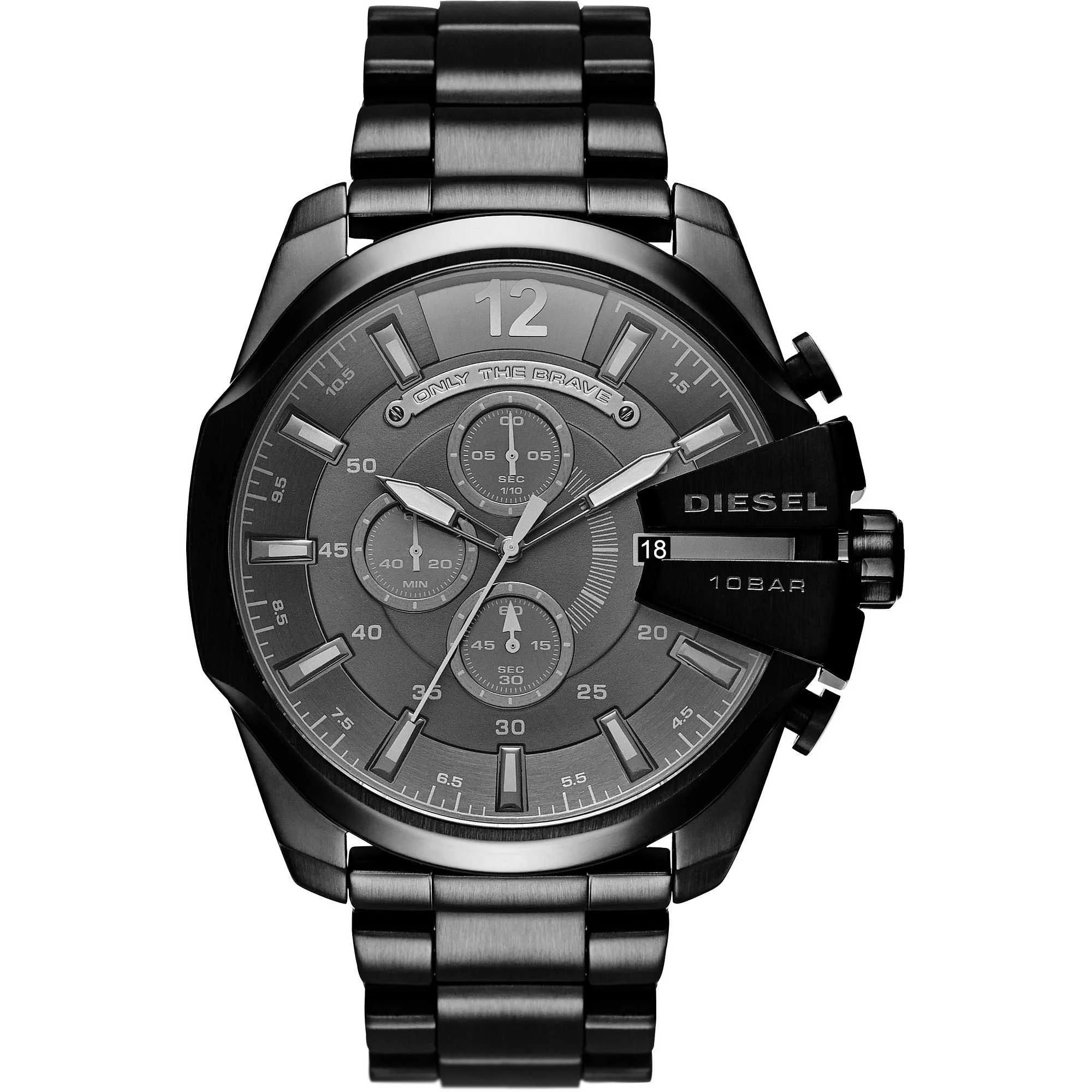 Diesel Mega Chief Uhr für Herren, Chronographenwerk mit Edelstahlarmband