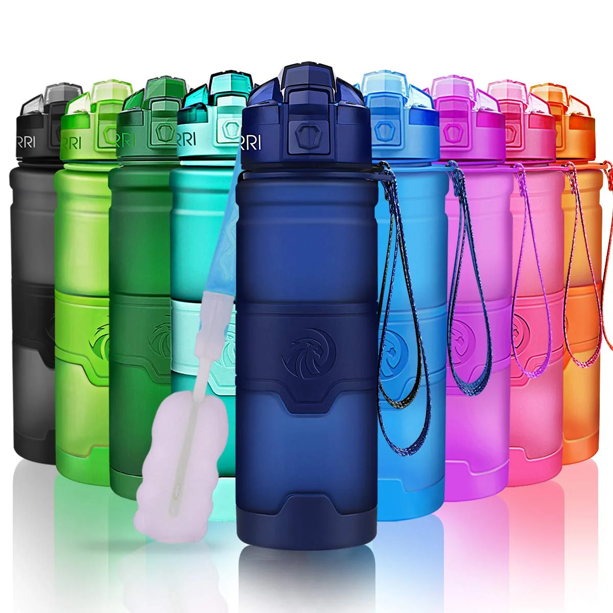 ZORRI Trinkflasche Sport 1L, 700ml, 500ml, 400ml BPA-Frei Wasserflasche Kohlensäure Geeignet Auslaufsicher, Eco Sportflasche Für Kinder Schule, Gym, Fitness, Fahrrad