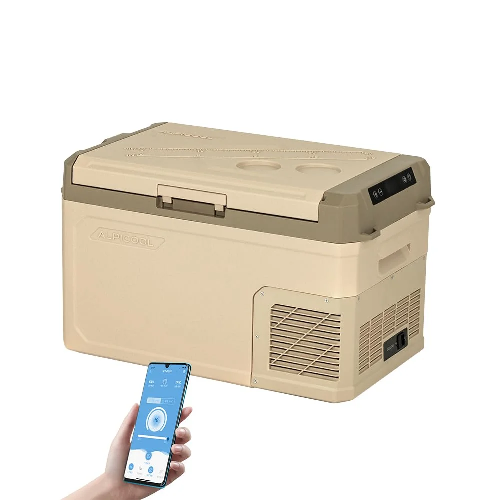 Alpicool GE30 28L Kompressor Auto Kühlbox Tragbar für Auto, LKW, Kompakter Camping Kühlschrank 12/24V DC Kühlbox für Reisen, Lebensmittel & Getränke,-20℃ bis 20℃