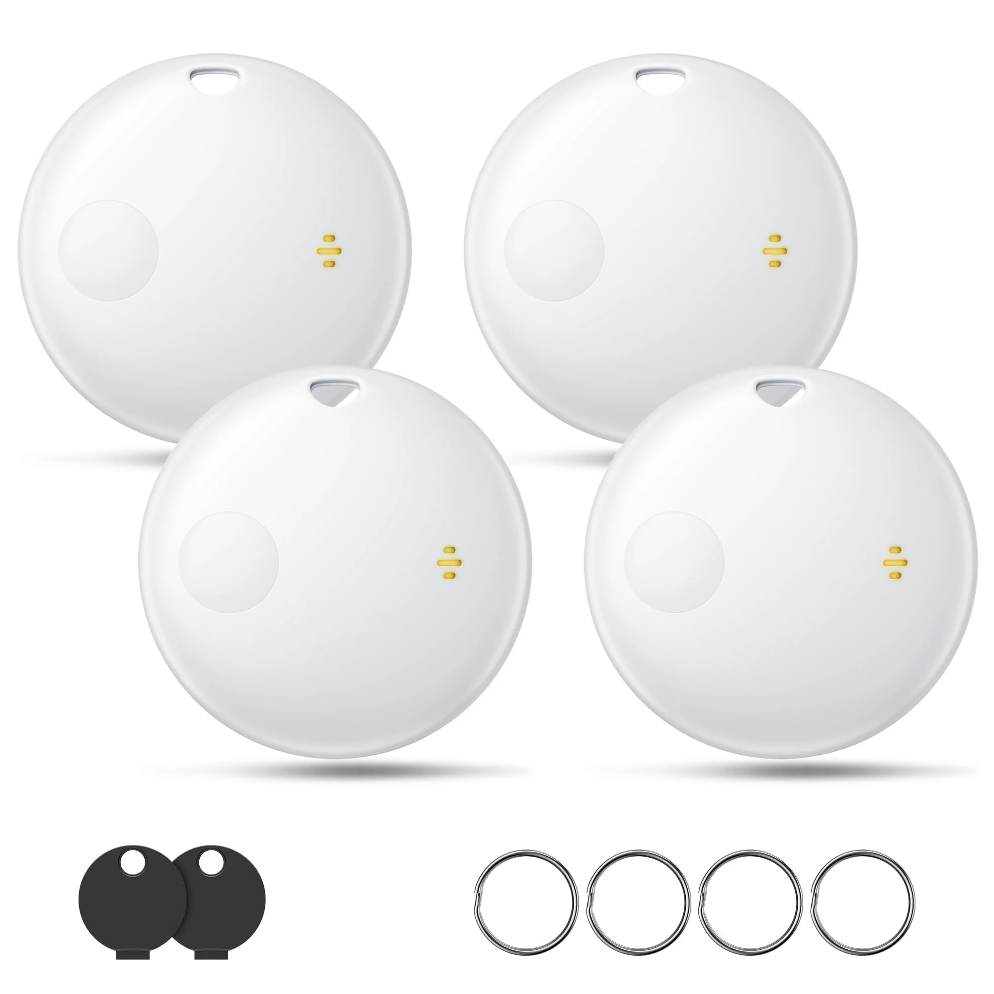 KUKIHO Tracker Tag 4er-Pack – Smart Key Finder kompatibel mit Apple, iOS (Bluetooth), Wasserfest IP67, Austauschbare Batterie, geeignet für Gepäck, Koffer, Taschen, Brieftaschen (Weiß) | IP67 Wasserdicht, 100dB Lautstärke, 12 Monate Austauschbare Batterie, Tracker für Schlüssel, Koffer, Taschen, Weiß 4Pcs