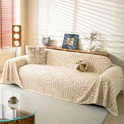 WEYOND Boho Chenille Sofa Überzug & Couch Überwurf, Sofa Cover & Sofa Überwurfdecke, Sofaschoner Hund & Sofaschutz Katze, Sofabezug oder Sofahusse für 1/2/3/4 Sitzer