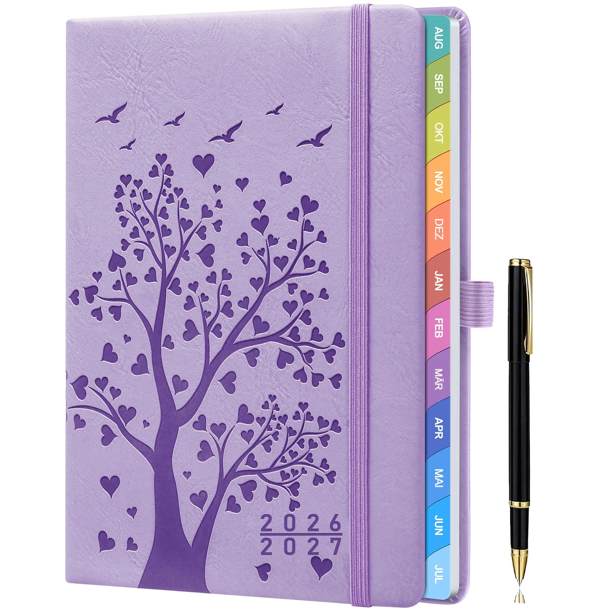 Lehrerkalender 2026–2027 A5+ (22 x 16,5 cm), Lehrerplaner & Schuljahresplaner, Unterrichtsplaner mit Monats- & Wochenansicht, Notenlisten, Klassenorganisation, 100gsm Papier, – Lavendel