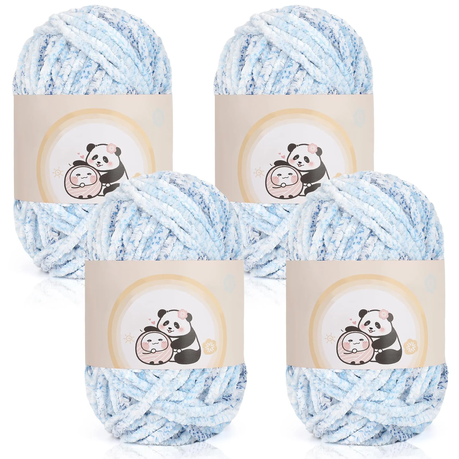 Aeelike 400g Warme Chenille Wolle zum Häkeln, Flauschige Dicke Garn zum Handstricken, Samt Velvet Babywolle zum Stricken, Weich Plüschwolle für Amigurumis Babydecke, Herz des Ozeans