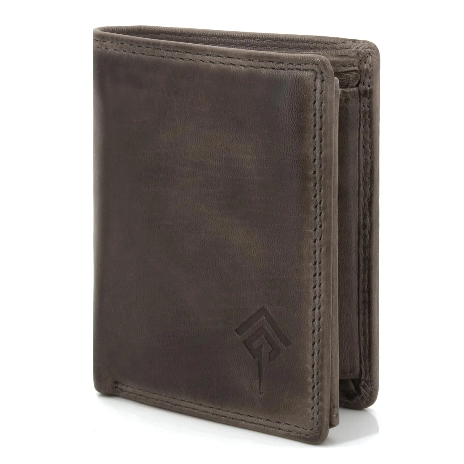 JOREY Slim Wallet Herren aus Echtleder – kleine Geldbörse im Hochformat mit RFID-Schutz – Geldbeutel kompakt aus Wasch-Leder (Taupe)