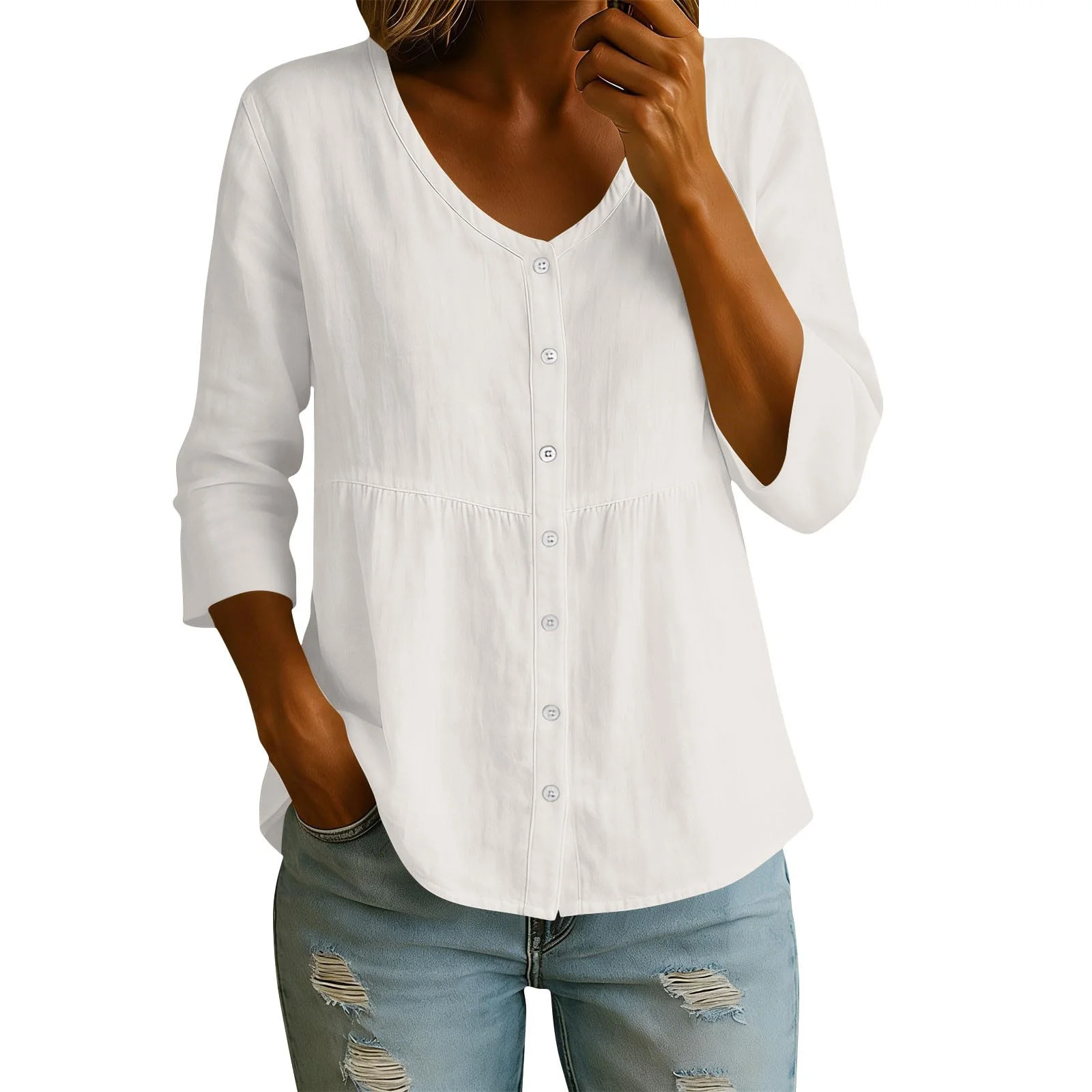 Bluse Damen Langarm Lässiges Hemdbluse Elegant Blusen & Tuniken für Frauen Baumwolle Leinen Leinenhemd Sommer Musselin Bluse Oberteile Langarmshirt Sommerblusen Damen Leicht und Luftig