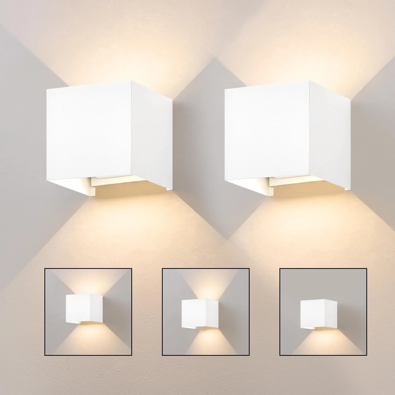Kowanie LED Wandleuchte aussen Wandlampe - 2 Stück Außenwandleuchte Schwarz Aussen Wandbeleuchtung innen Up Down Wandstrahler 5W Wasserdicht 3000K Außenlampe Wand Aussenleuchte für Hauswand Flur