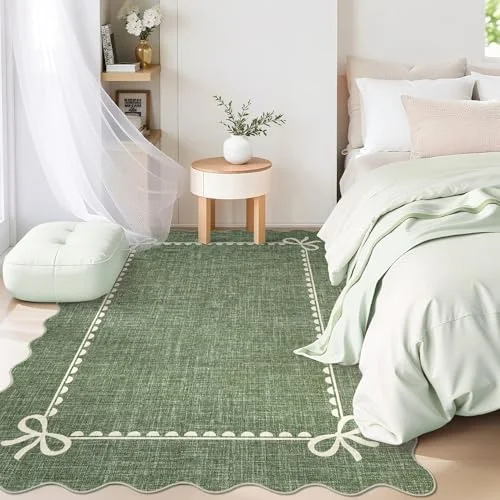 CAROMIO Gewellter Schleifenteppich Für Wohnzimmer, Moderne Waschbare Teppiche Für Schlafzimmer, Großer Landhaus-Schleifen-Design-Bereichsteppich