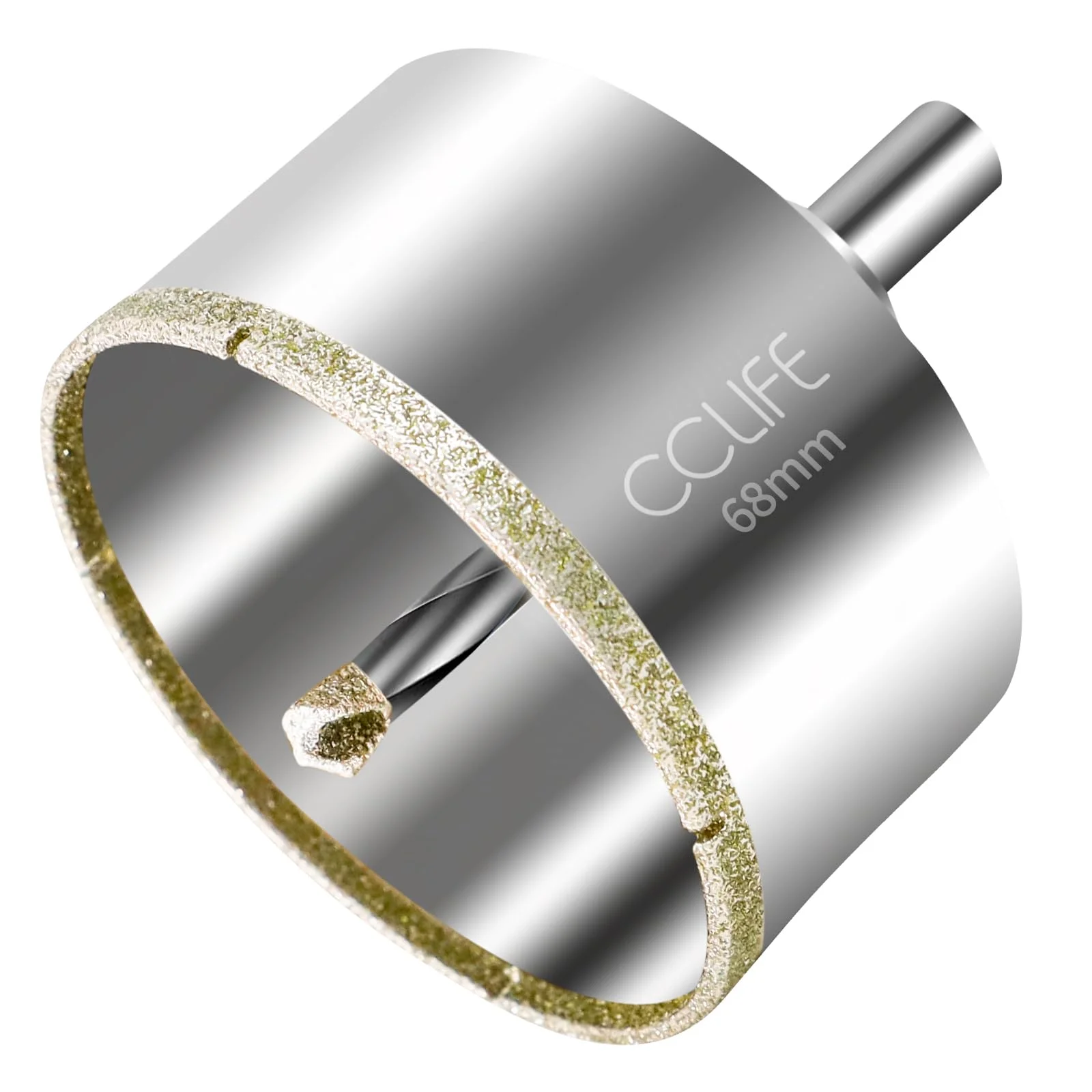 CCLIFE Diamantbohrer, 68mm Diamant Lochsäge mit Zentrierbohrer, 45# Kohlenstoffstahl, Glasbohrer mit Diamant-Beschichtung für Keramik, Granit, Glas