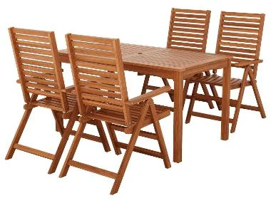 Akazie-Set "Sevilla" 5-teilig - Tisch & 4 Klappsessel