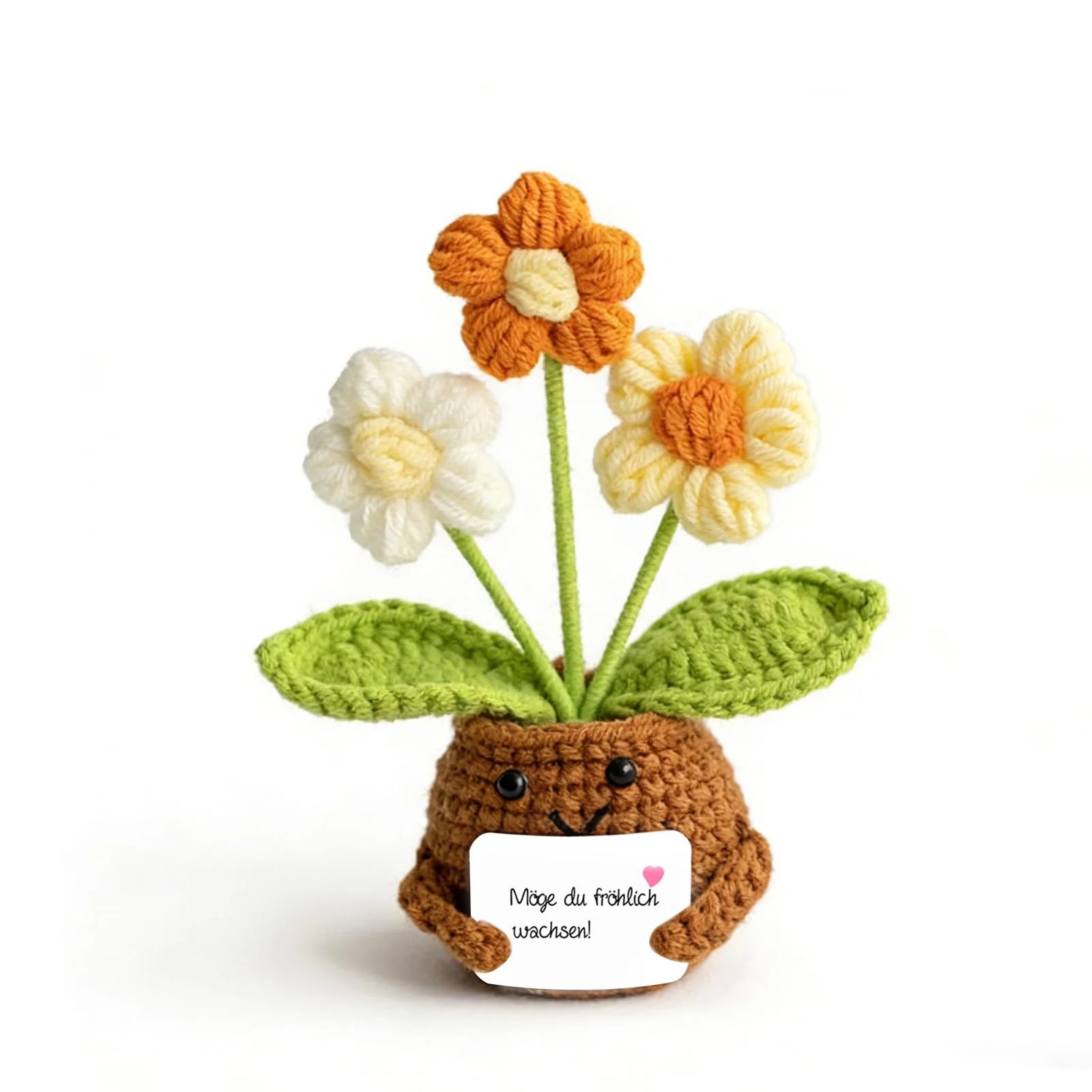 Mizijia Geschenke für Mama – Handgefertigtes Immerblühendes Häkelblumen-Set mit Karte, Kuscheliges Topfblumen-Geburtstag, Personalisierte Liebesgeschenke für Frauen (Kleine Blume)