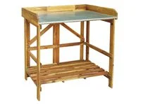 Pflanztisch aus Akazienholz mit Zinkplatte, ca. 85 x 44 x 89 cm - Braun