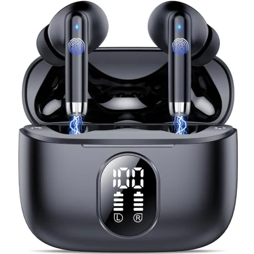 2026 Neue Bluetooth 5.4 Kopfhörer, QXQ Kopfhörer Kabellos Sport In Ear Headphones mit 4 ENC Mic, 40 Std Kabellose Kopfhörer Tiefer Bass, Noise Cancelling Earbuds Kompatibel Android iOS, Reines Schwarz