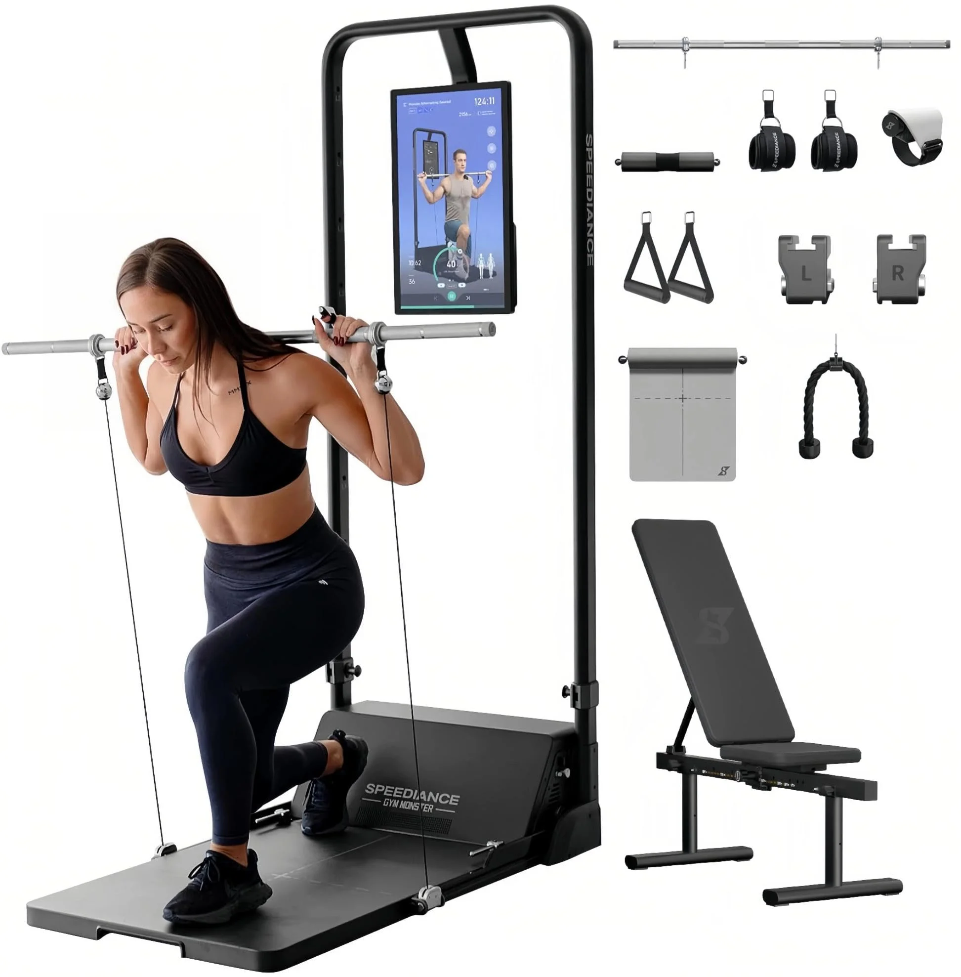 Speediance Smart Home Gym System, Gym Monster Multifunktionale Smith Maschine Home Gym Power Cage, Tragbare Kabelmaschine für Home Workout, Ganzkörper-Krafttraining Fitness
