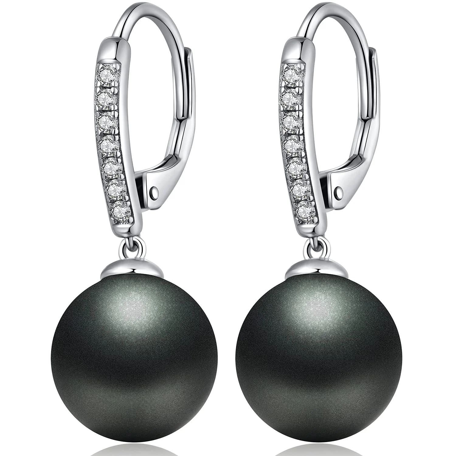 Miaofu Perlenohrringe 18K Weißgold Plattiert 925 Sterling Silber Perlen Ohrringe Hypoallergene Edler Schmuck für Damen Mehrere Farben und Größen