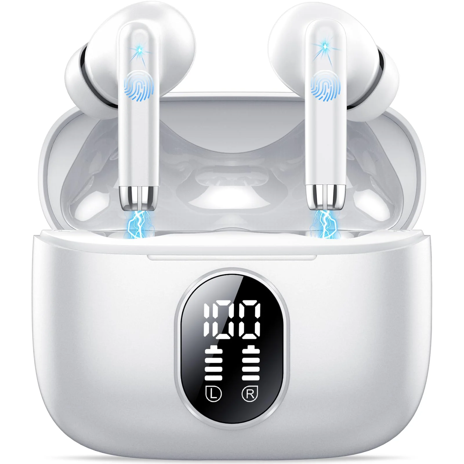 QXQ Bluetooth Kopfhörer, 2026 Neue Kopfhörer Kabellos Sport In Ear Bluetooth 5.4 Headphones mit 4 ENC Mic, 40 Std Kabellose Kopfhörer Tiefer Bass, Noise Cancelling Earbuds Kompatibel Android iOS, Weiß