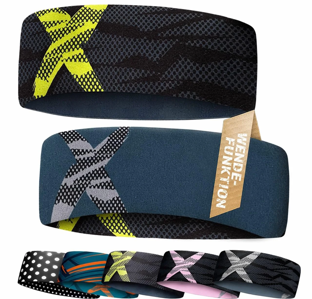Dünnes Stirnband Kinder mit Wendefunktion - ultraleichtes Sport Stirnband für Jungen und Mädchen - elastisch & atmungsaktiv unter dem Helm - Kinder Stirnband 4-14 Jahre