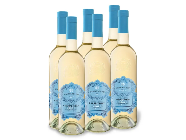 6 x 0,75-l-Flasche Weinpaket Passamano Chardonnay Puglia IGP halbtrocken, Weißwein