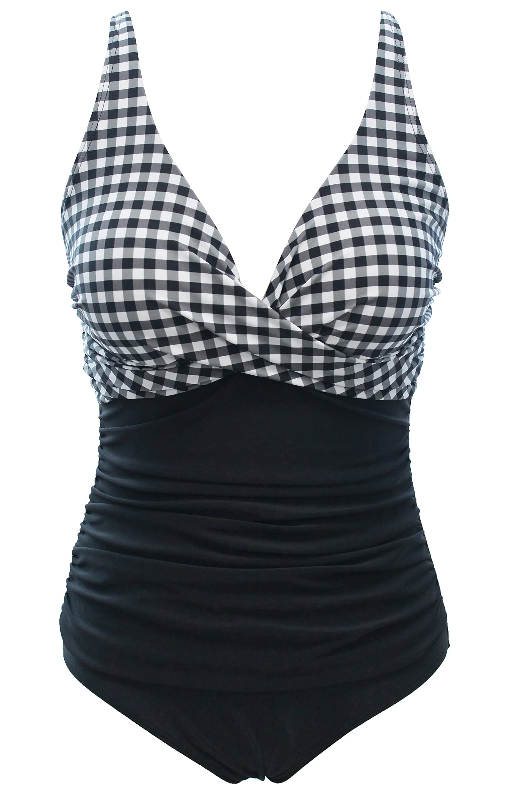 LA ORCHID Damen Badeanzug bauchweg Push up einteiliger Badeanzug bademode v Ausschnitt bademode high Waist für Urlaub