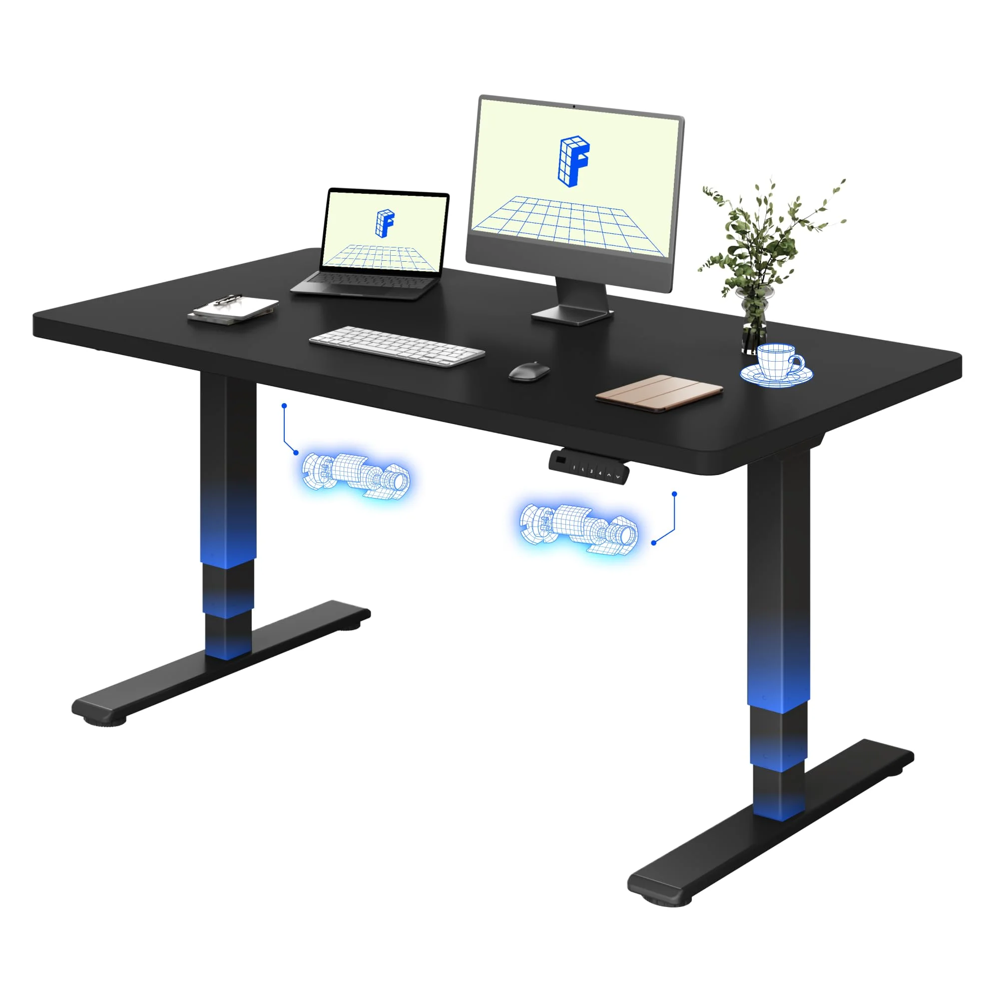 FLEXISPOT Höhenverstellbarer Schreibtisch elektrisch 140×80 cm mit Dualmotor & 3-stufigem Gestell – Ergonomischer Standing Desk für Büro & Home Office, 100 kg Tragkraft, leise <50 dB