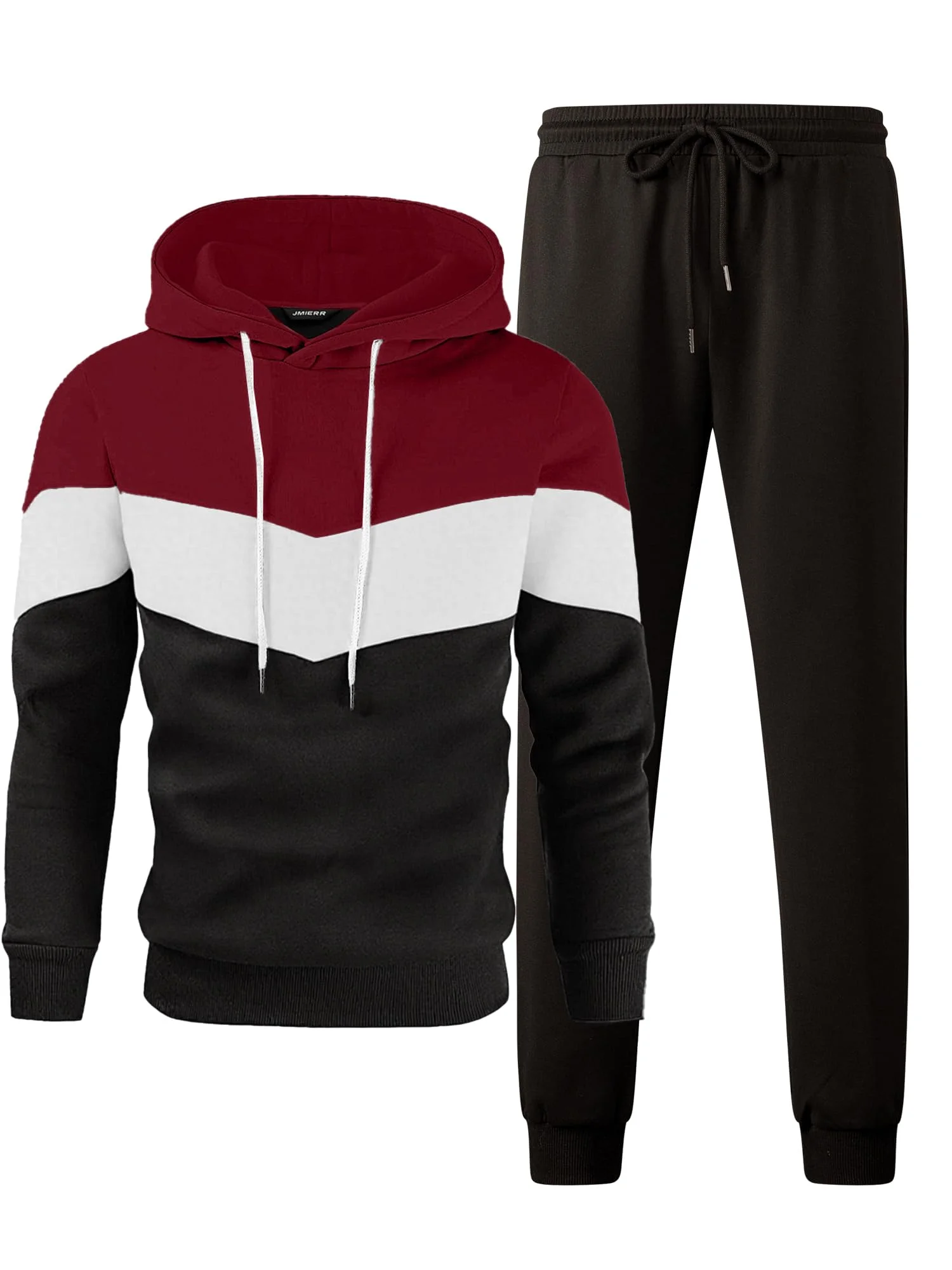 JMIERR Trainingsanzug Herren 2 Teiliges Jogging Anzug Set mit Taschen Farbblock Hoodies mit Hose Männer Baggy Sportanzug Basic Freizeitanzug