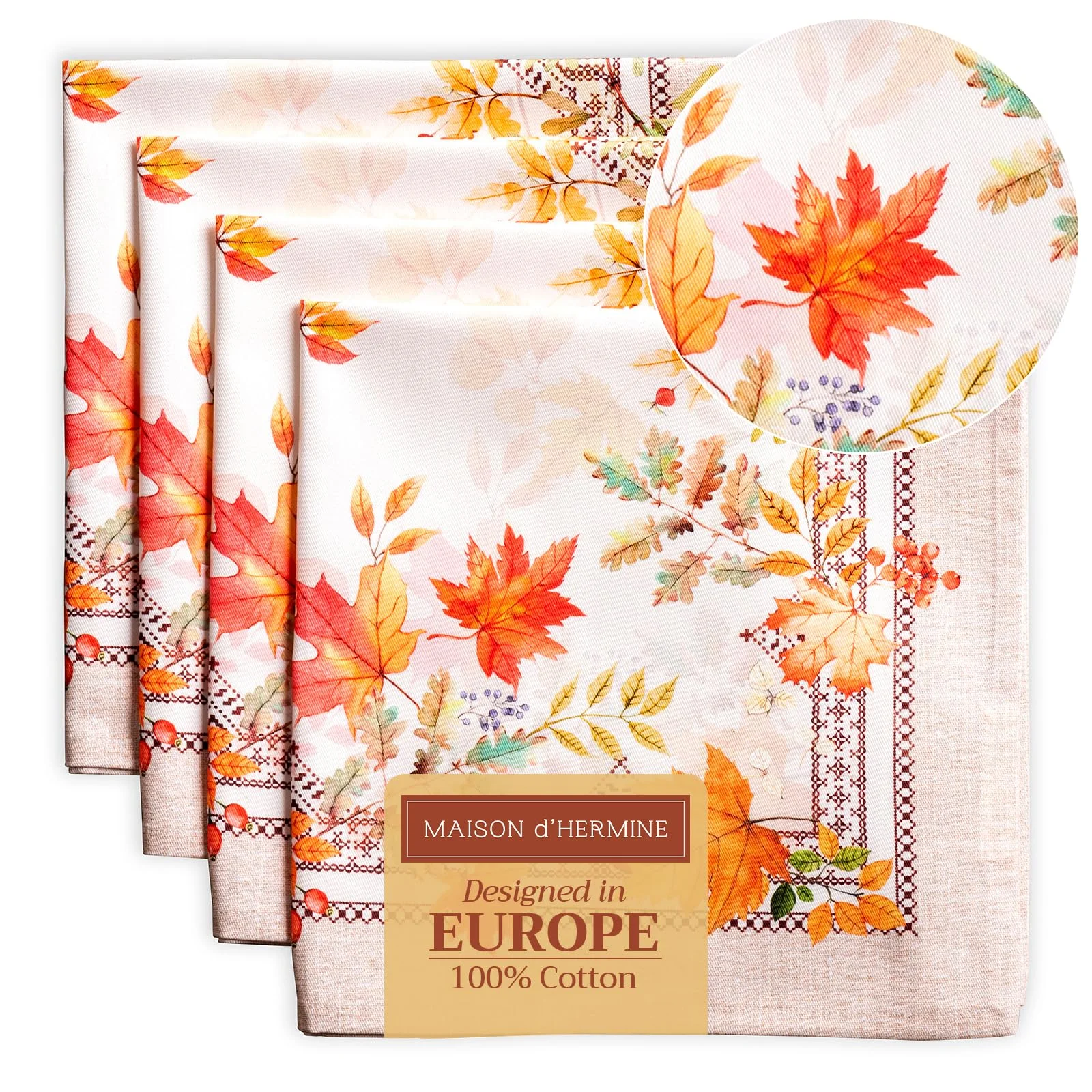 Maison d' Hermine Stoffservietten 4er Set aus 100% Baumwolle Wiederverwendbare Stoffservietten Weihnachten Herbst und Alltag Waschbare für Esstisch oder Hochzeit (Amarante, 45 x 45 cm)