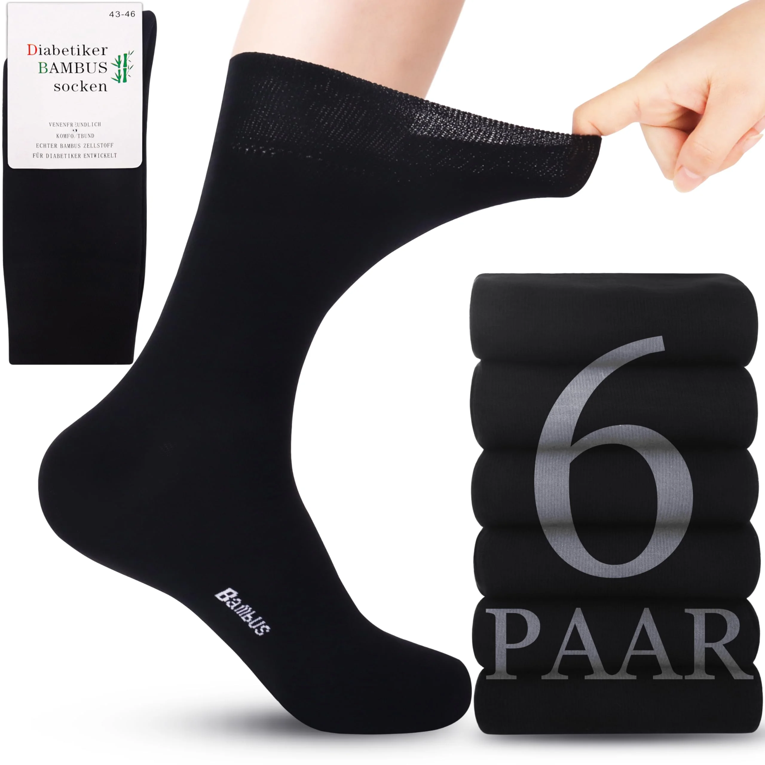 Belloxis 6 Paare Diabetikersocken Herren Bambus Socken Herren Diabetiker Socken Ohne Gummibund Bambussocken