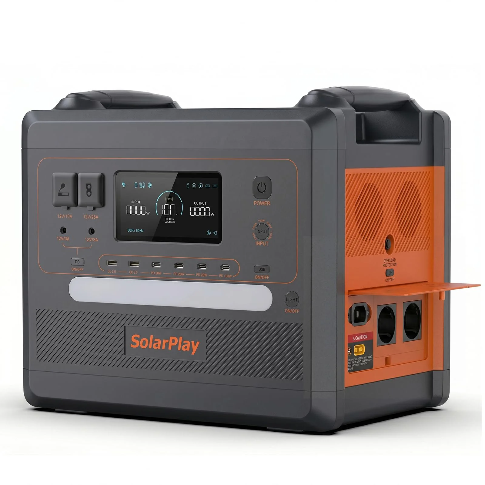 SolarPlay Tragbare Powerstation Q2402M, 2304Wh Solargeneratoren LiFePO4 (5000 Peak), 1.5h Vollladung mit Solarpanel,14 Anschlüsse, 230V,UPS, Power station für Camping/Zuhause/Wohnmobil/Stromausfall